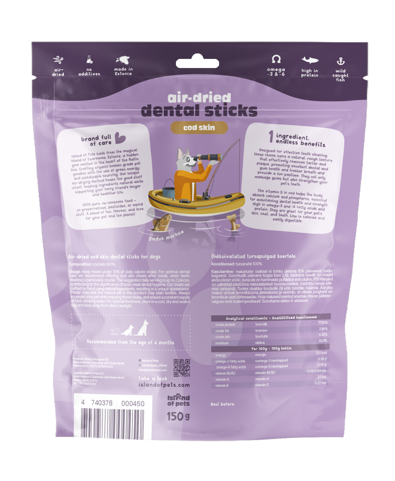 Dorschhaut-Dentalsticks 150 g