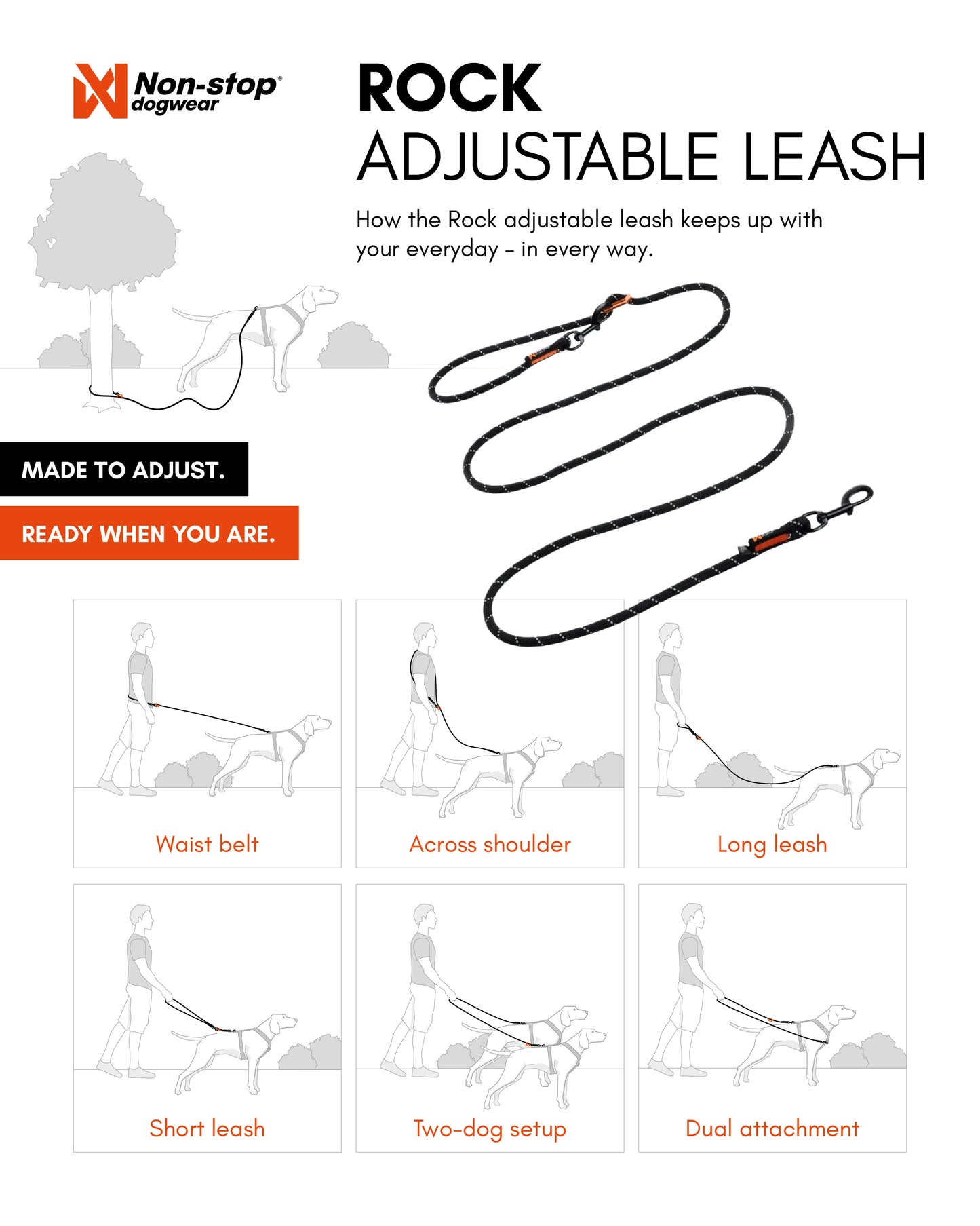 Rock adjustable leash